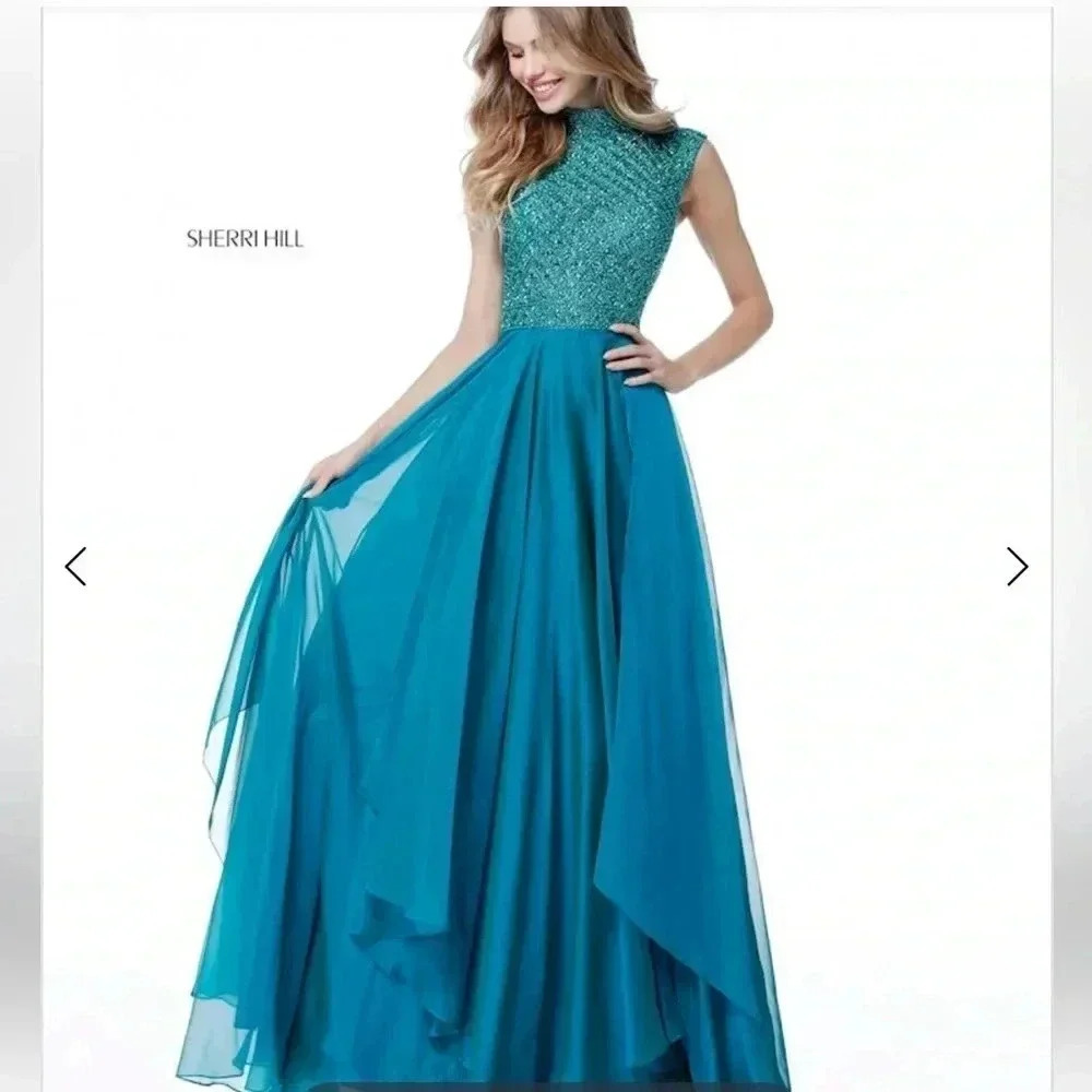 NWT Sherri Hill STUNNING Jade Formal Prom Dress Style #51687 Sz 2